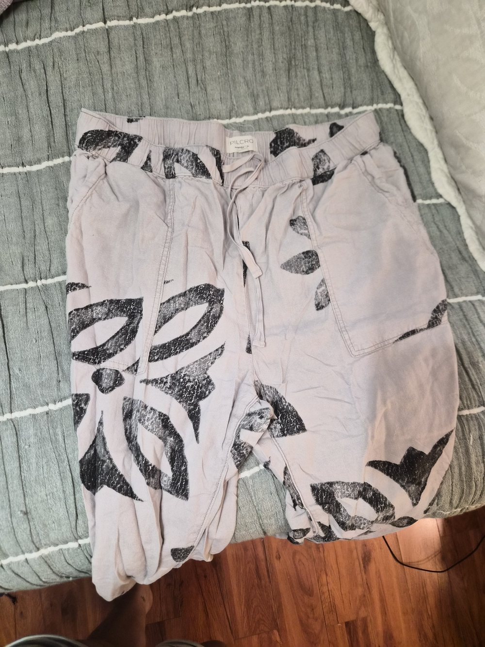 Pilcro Light Pink Floral-Print Drawstring Pants